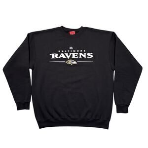 Baltimore Ravens NFL Black Graphic Print Logo Pullover Crewneck Mens Size Large
